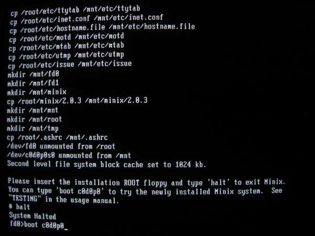 Installing Minix 2.0.3